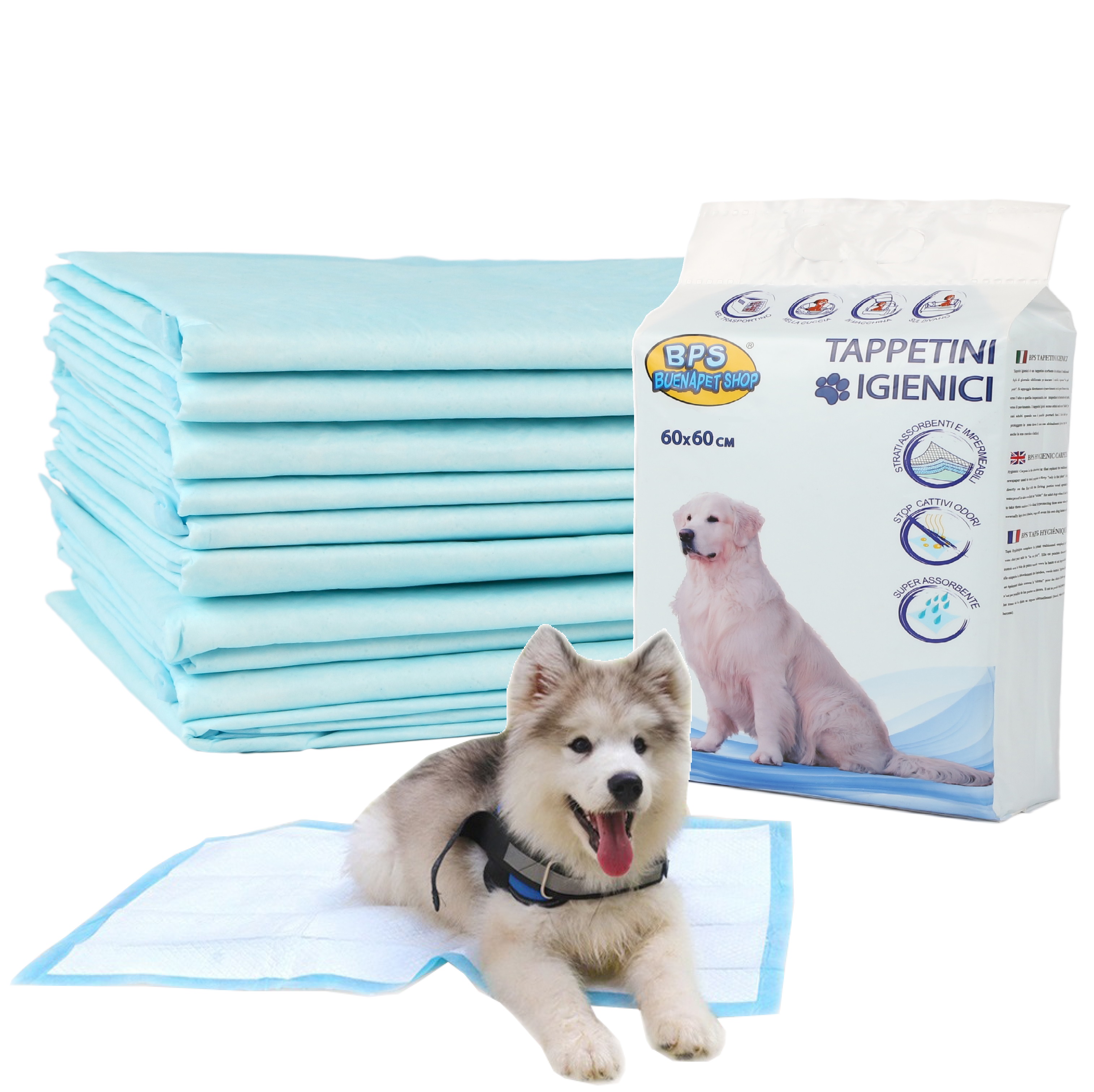 100 PEZZI Tappetino Per Cani 60x60cm Igienico Assorbente Anti-Sporco Per Cani E Gatti Casa E Giardino