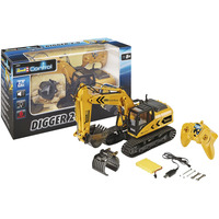 24924 RC Bagger mit 6-CH 2.4 GHz Fernsteuerung, Outdoor-tauglich, Schaufel und Baumgreifer aus Metall, griffiger Kettenantrieb, Originalgetreu, einzeln steuerbare Teile-Digger 2.0, bunt