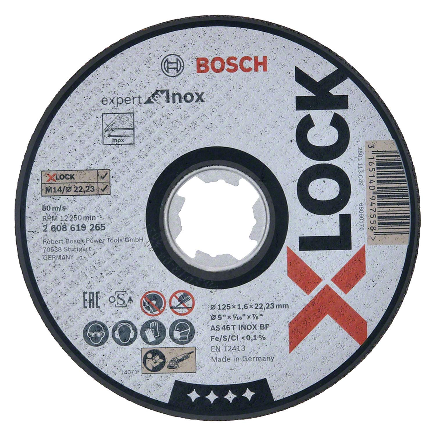2608619265 - X-lock Expert For Inox 125x1,6x22,23 Taglio Dritto As 46 T Inox Bf, 125 Mm, 1,6 Mm 2608619265 - X-lock Expert For Inox 125x1,6x22,23 Taglio Dritto As 46 T Inox Bf, 125 Mm, 1,6 Mm