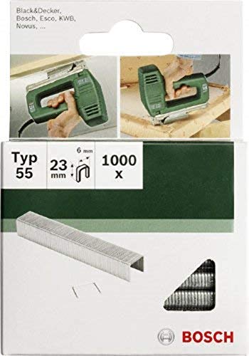 2609255828 - Set Di 1000 Punti Metallici Piatti Tipo 55, Larghezza 6 Mm, Spessore 1.08 Mm, Lunghezza 19 Mm - Bosch
