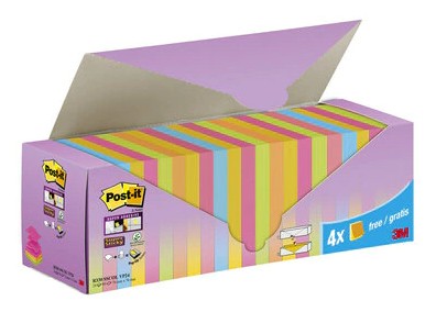 3M Post-it pouch autoadesiva Quadrato Blu Verde Arancione Rosa Giallo 100 fogli Autoadesivo