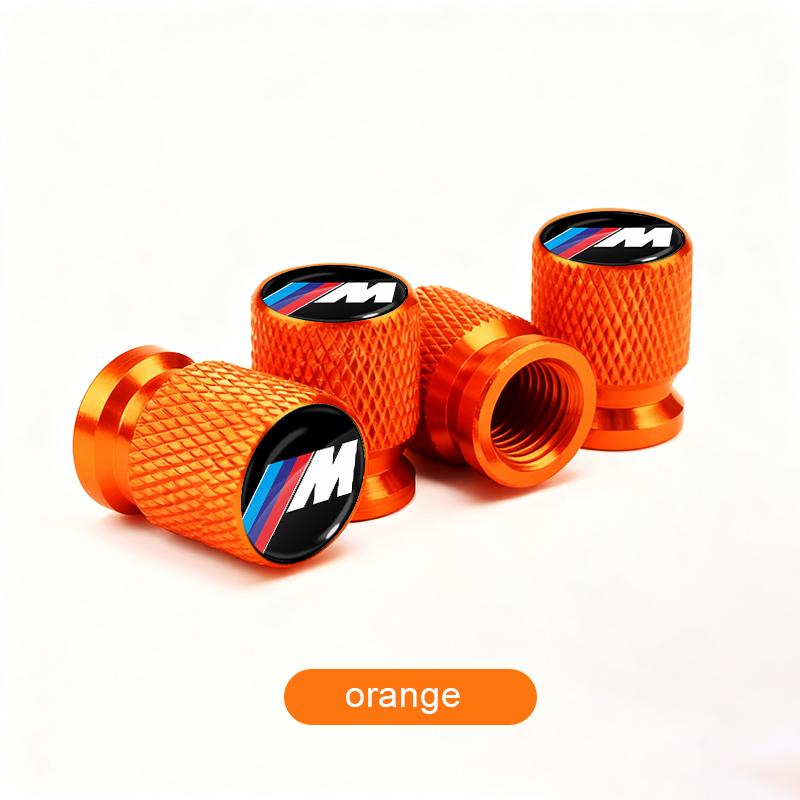 4 Pezzi Tappi Valvole Pneumatici Ruote Auto Stelo Aria Per BMW M8 M7 M6 M5 M4 M3 M2 M1 F30 F10 F15 E30 E46 E90 E60 Serie 3 Serie 5 Serie 7 arancione