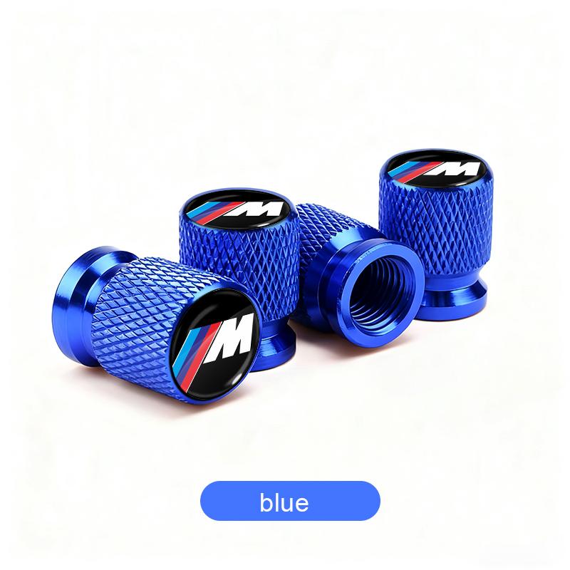 4 Pezzi Tappi Valvole Pneumatici Ruote Auto Stelo Aria Per BMW M8 M7 M6 M5 M4 M3 M2 M1 F30 F10 F15 E30 E46 E90 E60 Serie 3 Serie 5 Serie 7 blu