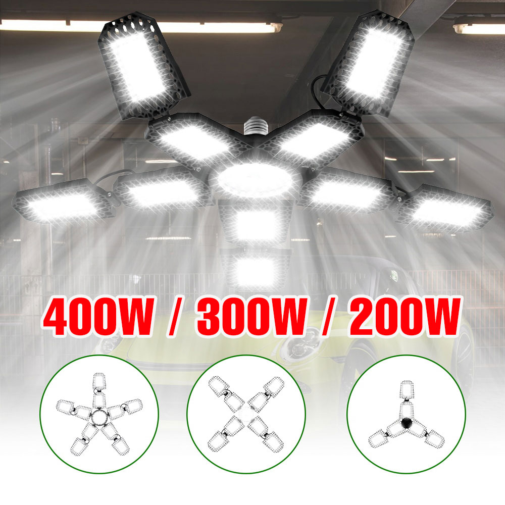 400W LED E27 Garage Lampadina 220V Faretto Pieghevole Deformabile Lampada Da Soffitto 110V Per Casa Magazzino Officina Seminterrato illuminazione