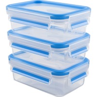 508558 recipiente per cibo Rettangolare Scatola 1 L Blu, Trasparente 3 pz, Casella