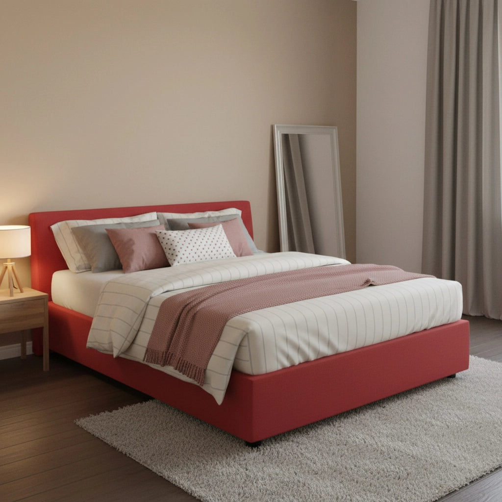 Abici, Letto Piazza e Mezza Materasso Incluso Made in Italy, Rosso Abici, Letto Piazza e Mezza Materasso Incluso Made in Italy, Rosso