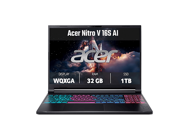 ACER Nitro V 16S AI ANV16S-61 Notebook Gaming, 16 ", processore AMD Ryzen 9 365 365, NVIDIA GeForce RTX™ 5070, RAM 32 GB, 1024 GB SSD, Black, Windows 11 Home