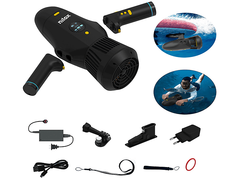 ACQUASCOOTER NILOX KAHUNA, velocita max 5 km/h, profondità metri, autonomia fino a 60 min, controllo remoto, compatibile con SUP