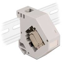Adattatore su guida DIN con modulo Keystone RJ-45 > Cat.6a LSA, Modulo di Keystone
