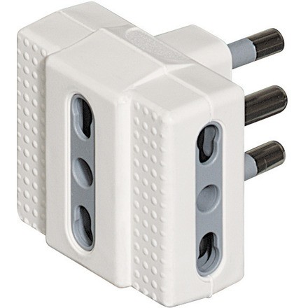 Adattatore Tris 3 Prese Bipasso Spina 16a Bianco Kit ( Bticino Cod. S3604de )