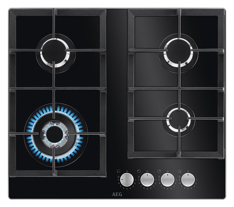 AEG HKB64420NB PIANO COTTURA GAS, 4 zone di cottura, dimensioni: L 59 cm, P 52 Nero