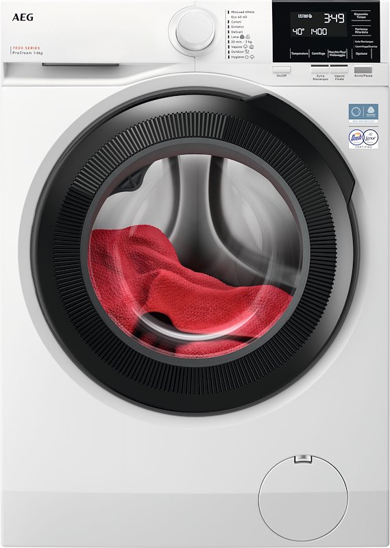 AEG LR7FG84B4 LAVATRICE, Caricamento frontale, 8 kg, 10 programmi, Profondità 57,2 cm, Giri 1400 rpm, Bianco, livello rumorosità centrifuga 74 dB(A), Classe A