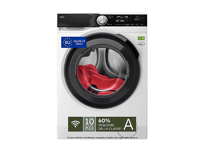 AEG LR9FA104SY LAVATRICE, Caricamento frontale, 10 kg, 14 programmi, Profondità 63,6 cm, Giri 1400 rpm, Bianco, livello rumorosità centrifuga 72 dB(A), Classe A