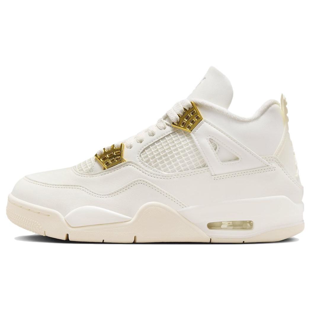 Air Jordan 4 Retro Metallic Gold Donna Sneakers Crema Vela Nero AQ9129-170 37.5 white