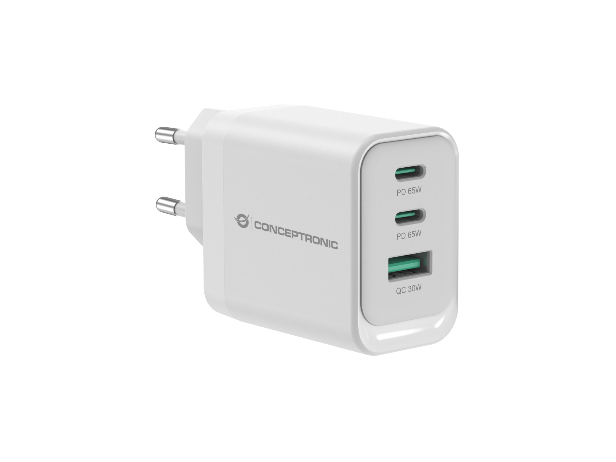 Alimentatore 65W Gan 3 Porte W 2*Usb C+1*Usb A Qc+Pd3.0