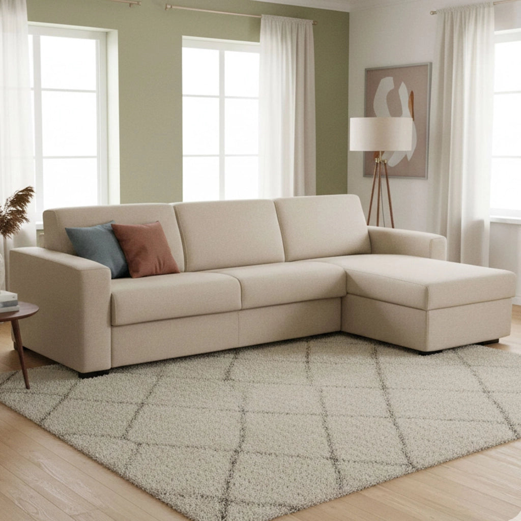 Allegria, Divano Letto con Penisola Sfoderabile Made in Italy, 260x95 cm Grigio Allegria, Divano Letto con Penisola Sfoderabile Made in Italy, 260x95 cm Grigio