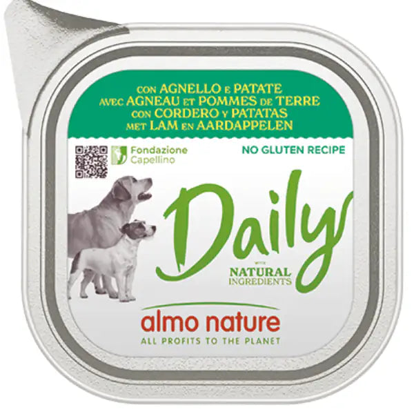 Almo Nature Daily Cibo Umido Completo per Cani Adulti con Agnello e Patate 300g