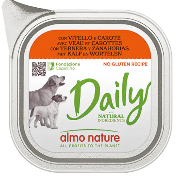 Almo Nature Daily Cibo Umido Completo per Cani Adulti con Vitello e Carote 300g