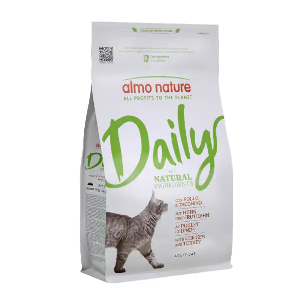 Almo Nature Daily Ingredienti naturali Cat con Pollo e tacchino 1,2 kg - Croccantini per gatti - 1° ORDINE? scegli tra BZR5 - BZR20 + 200 pt fedeltà