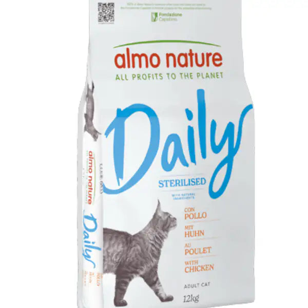 Almo Nature Daily Ingredienti naturali Cat Sterilised con Pollo 12 kg - Croccantini per gatti - 1° ORDINE? scegli tra BZR5 - BZR20 + 200 pt fedeltà