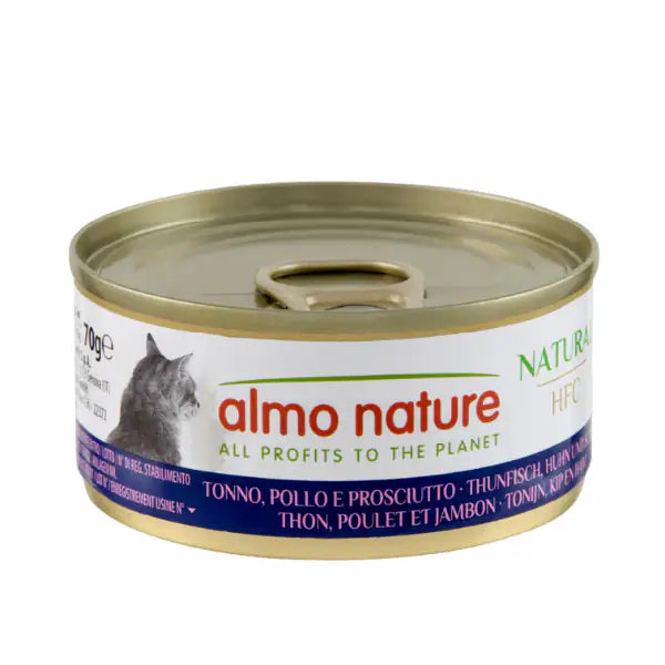 Almo Nature HFC Natural monoproteico Cat 70 gr Tonno, pollo e prosciutto - confezione da 6 pezzi - 1° ORDINE? scegli tra BZR5 - BZR20 + 200 pt fedeltà