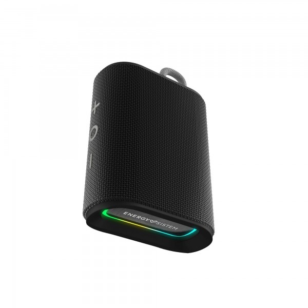 Altoparlante Bluetooth Energy Sistem - Realizzato in plastica riciclata - IPX6 - Durata della batteria 12 ore - Radio FM - Lettore di schede Micro SD - Luci LED - Vivavoce - Nero