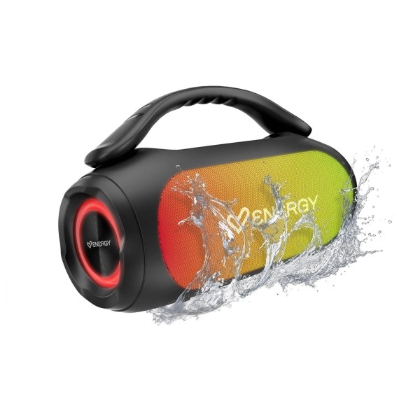 Altoparlante Energy Systems NeoBeat da 60 W - Bluetooth 5.4 - Tecnologia True Wireless - Funzione Deep Bass - Fino a 12 ore di autonomia - Resistente agli schizzi - Luci LED - Radio FM USB e MicroSD - Nero