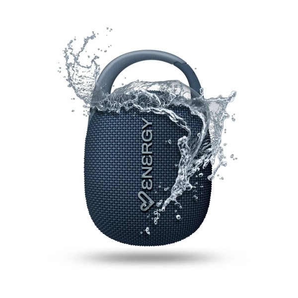 Altoparlante EnergyClip di Energy Systems da 9W - Radio FM - Bluetooth 5.4 - True Wireless - IPX7 - USB e MicroSD - Colore Blu