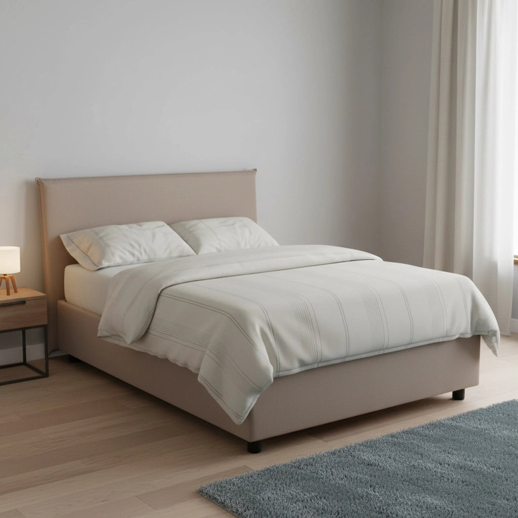 Alush, Letto Piazza e Mezza Materasso Incluso Made in Italy, Grigio Tortora