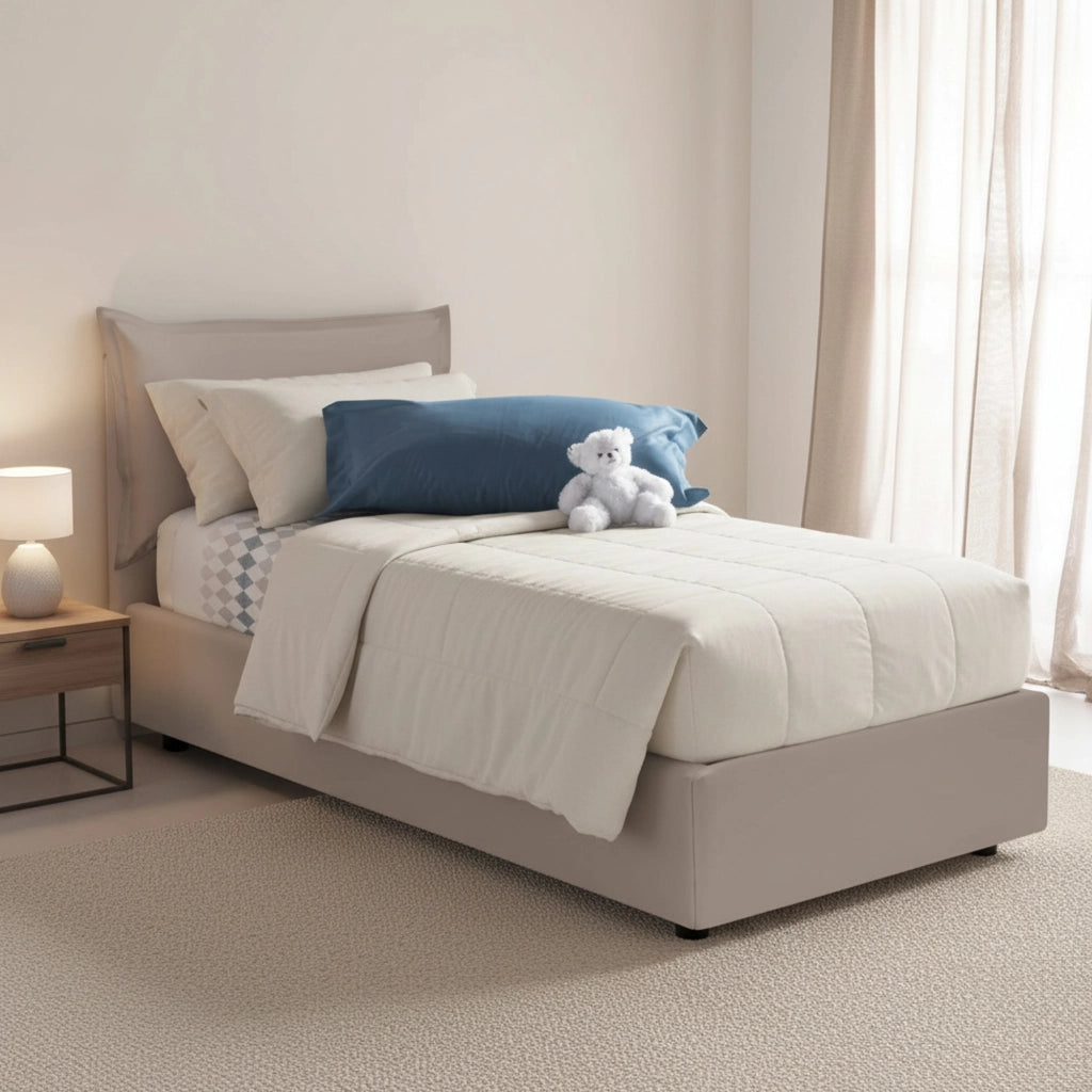 Alzavola, Letto Singolo Materasso Incluso Made in Italy, Grigio Tortora