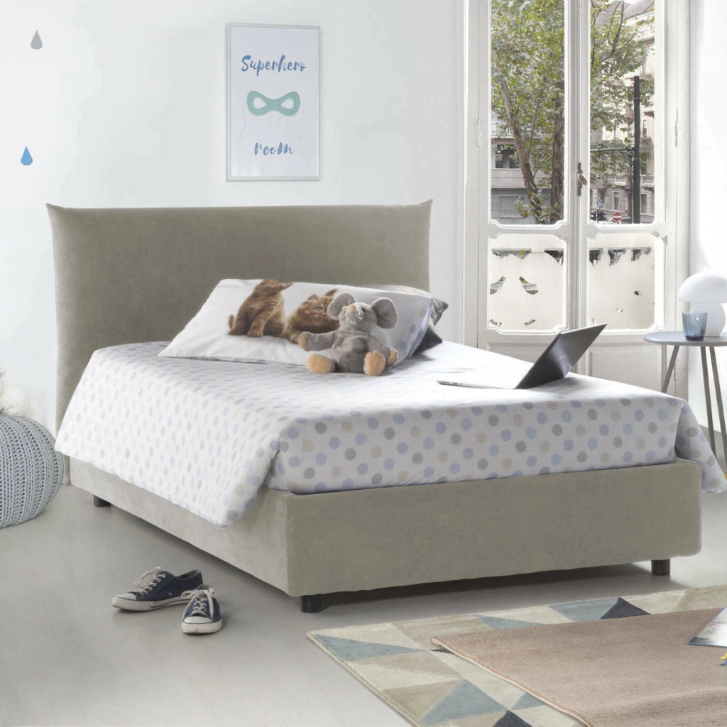 Amorino, Letto Piazza e Mezza Sfoderabile Made in Italy, Beige