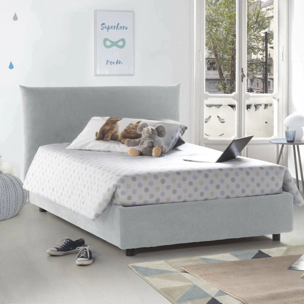 Amorino, Letto Piazza e Mezza Sfoderabile Made in Italy, Bianco