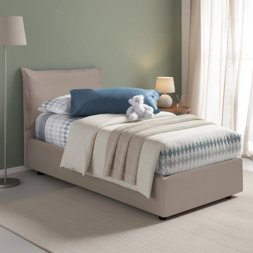 Anathema, Letto Singolo Contenitore Made in Italy, Grigio Tortora