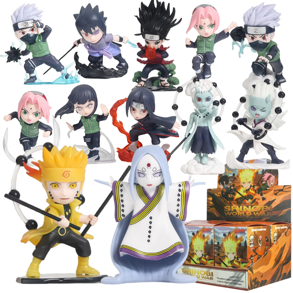 Anime Naruto Blind Box Model Figure 1-12 pz. Serie NARUTO Ninkai Taisen Statuetta in PVC da Collezione per Scrivania, Giocattolo, Bambola, Regalo di Compleanno