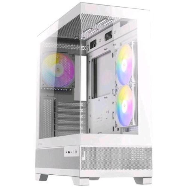 Antec cx700 argb white case midi tower atx/matx/mini-itx frontale e laterale in vetro temperato senza cuciture bianco