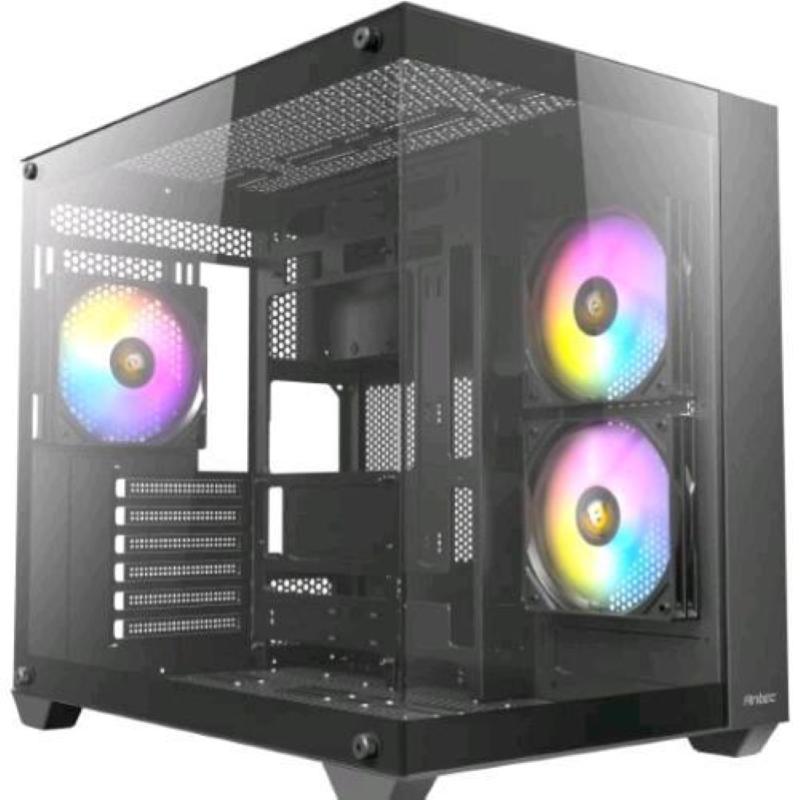 Antec cx800 argb black case midi tower atx/matx/mini-itx frontale e laterale in vetro temperato senza cuciture nero