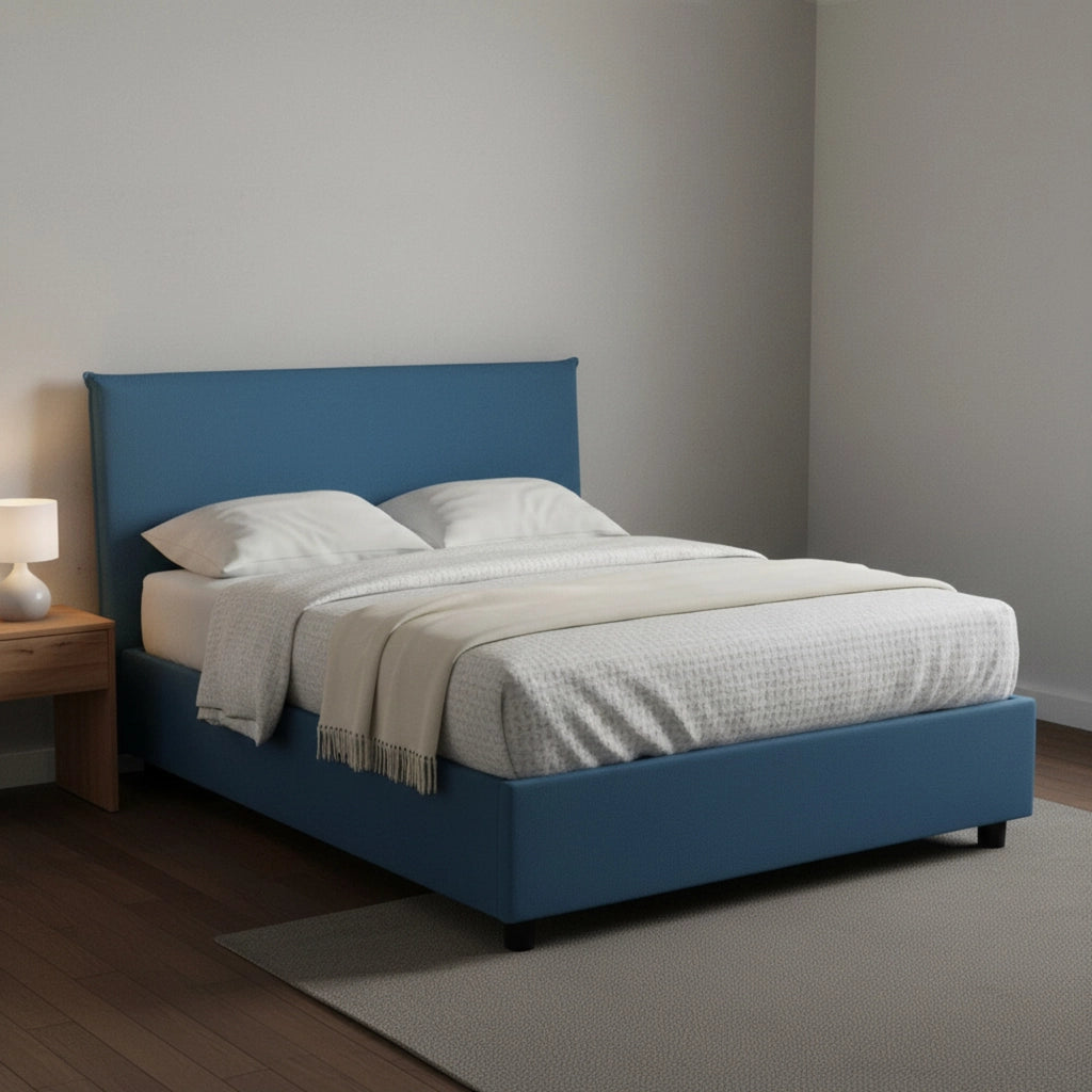 Anyta, Letto Piazza e Mezza Sfoderabile Made in Italy, blu