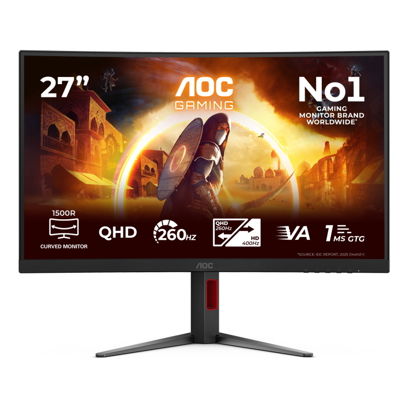 Aoc cq27g4z2 monitor curvo 27 fast va dual frame qhd 260hz / hd 400hz 1ms 2*hdmi/displayport