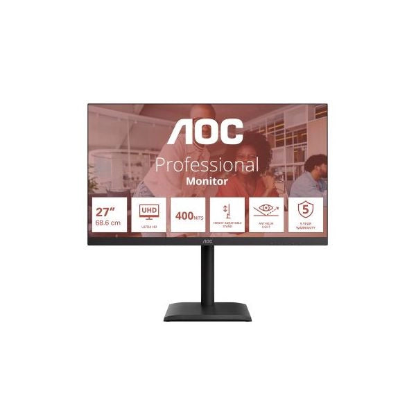Aoc e4 u27e4cv monitor pc 68,6 cm (27") 3840 x 2160 pixel 4k ultra hd led nero