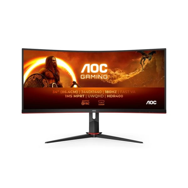 Aoc g2 cu34g2xp monitor pc 86,4 cm (34") 3440 x 1440 pixel ultrawide quad hd led nero, rosso - CU34G2XP/BK