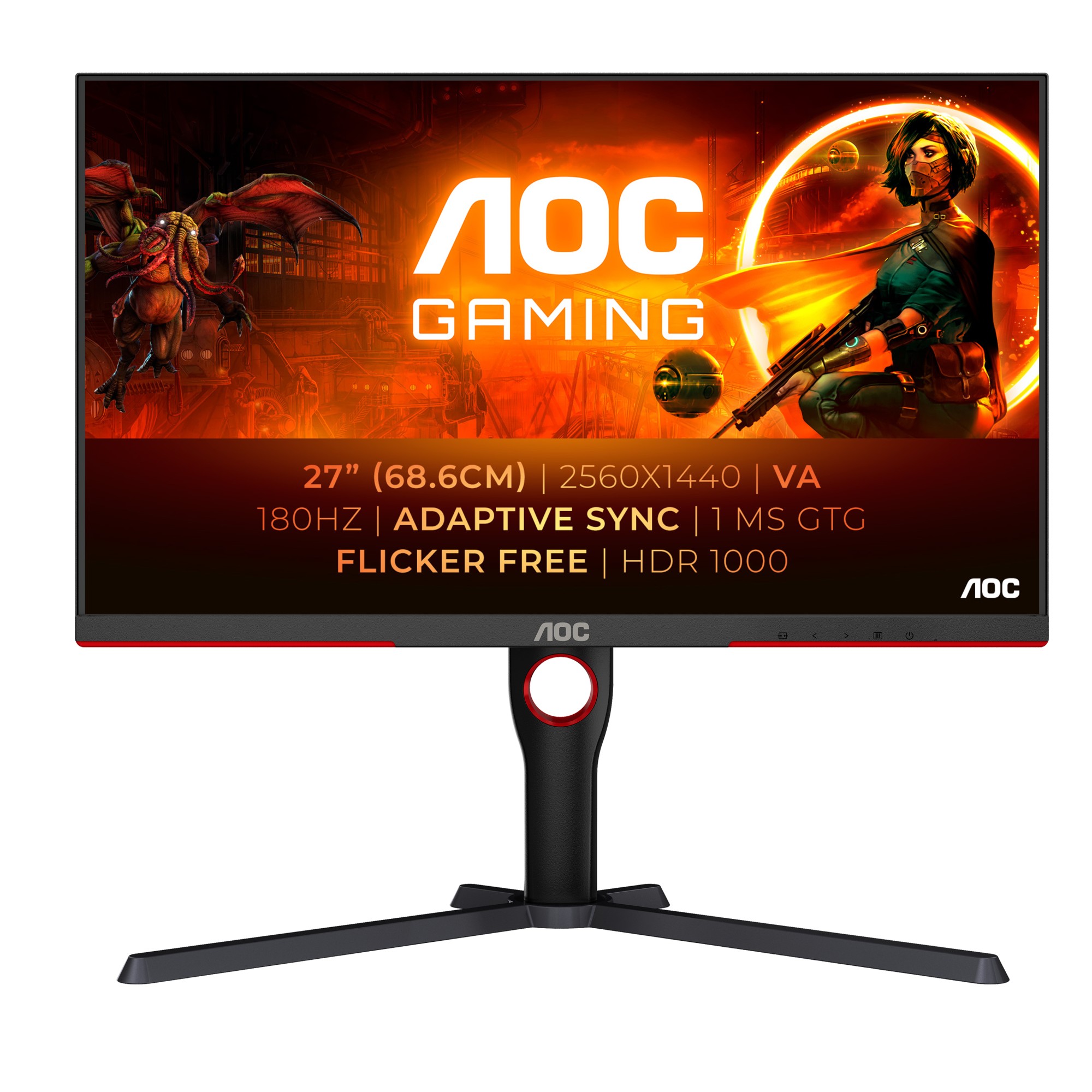 AOC G3 Q27G3XMN/BK Monitor PC 686 cm (27) 2560 x 1440 Pixel 2K Ultra HD LED Nero Rosso