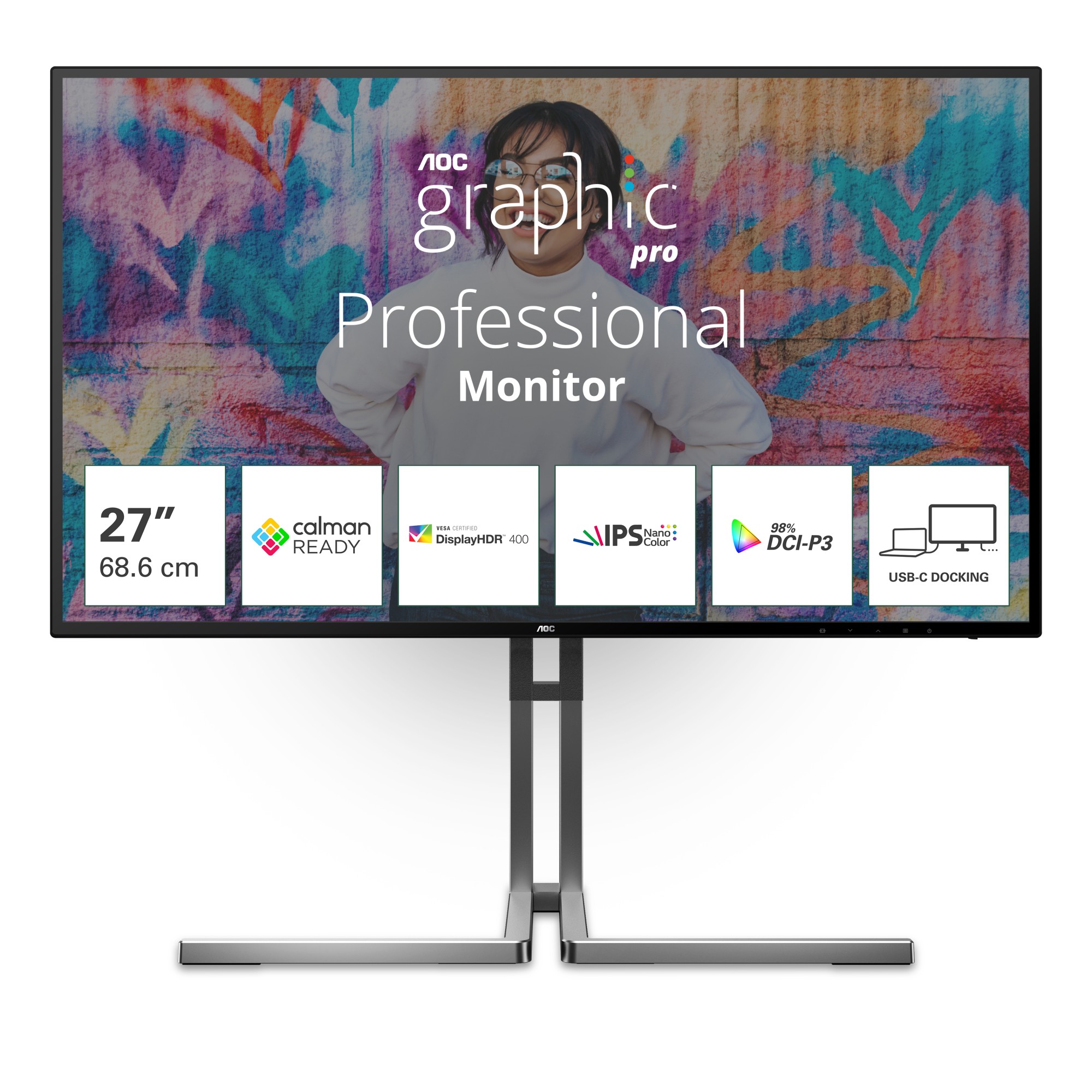Aoc Monitor 27 Ips 16:9 4Ms 350 Cdm Usb-C Pivot Dp/2Hdmi