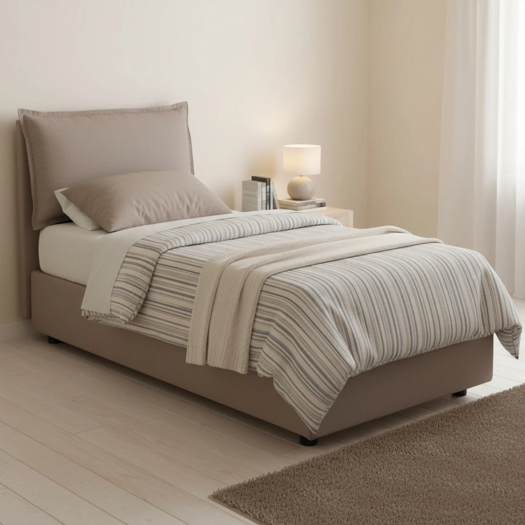 Aphrodite, Letto Singolo Sfoderabile Made in Italy, Grigio Tortora