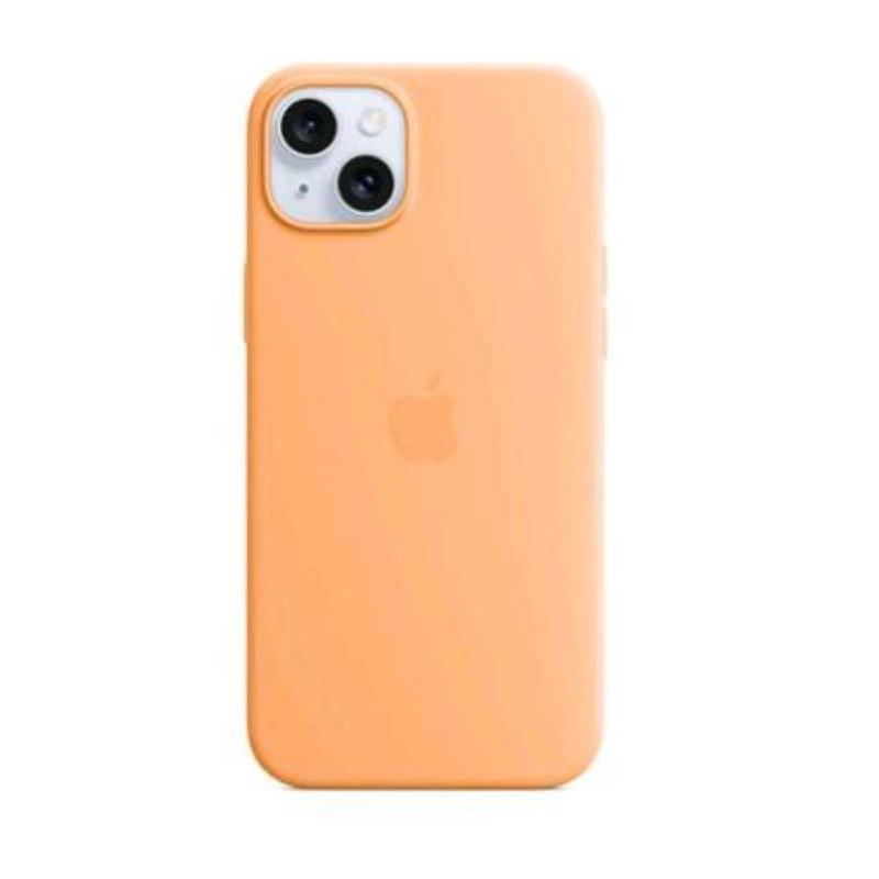 Apple iphone 15 plus custodia magsafe in silicone orange sorbet