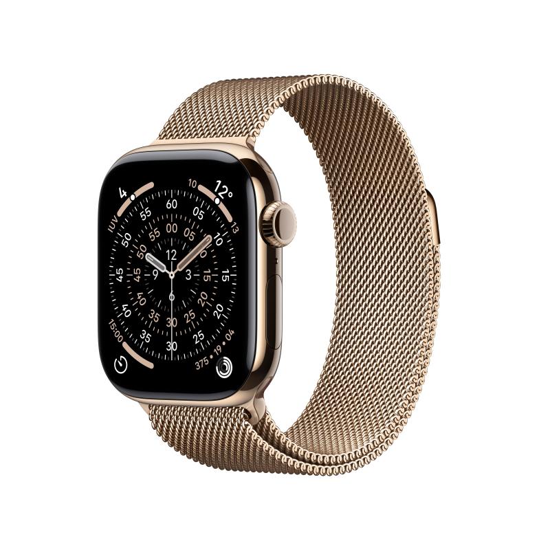 Apple watch 11 42mm gps+cell titanio oro cint gold milanese loop