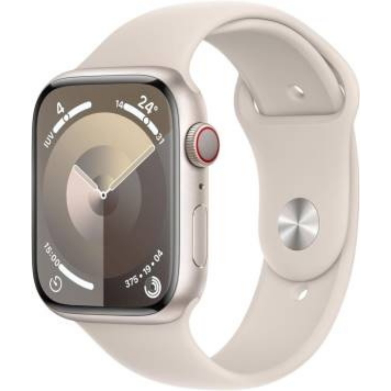 Apple watch serie 9 cell 45mm aluminium starlight sport band starlight s/m mrm83ql/a