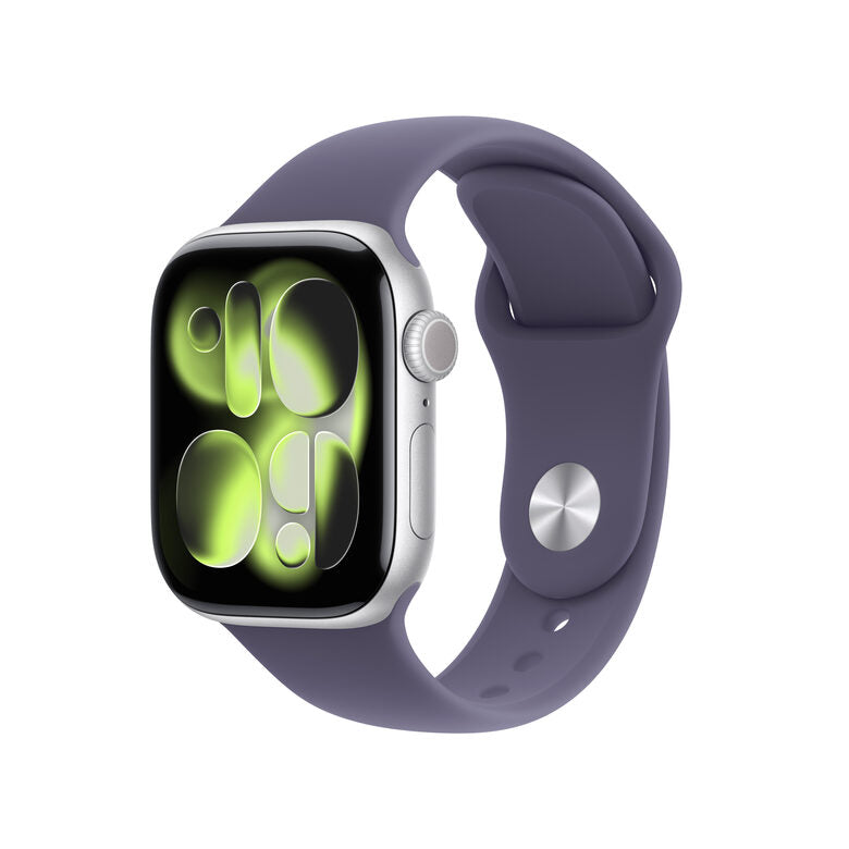 Apple Watch Series 11 GPS 42mm Cassa Alluminio Argento con Sport Band Viola Nebbia - M/L