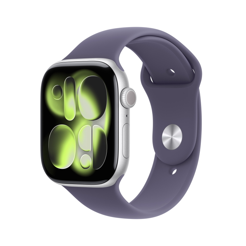 Apple watch series 11 gps 46mm silver aluminium gehäuse mit sport band (purple fog) - s/m