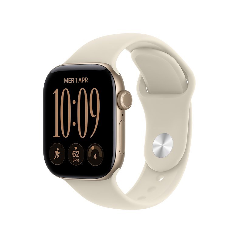 APPLE Watch Series 12 GPS, Cassa 42mm in alluminio oro chiaro con Cinturino Sport sabbia - S/M