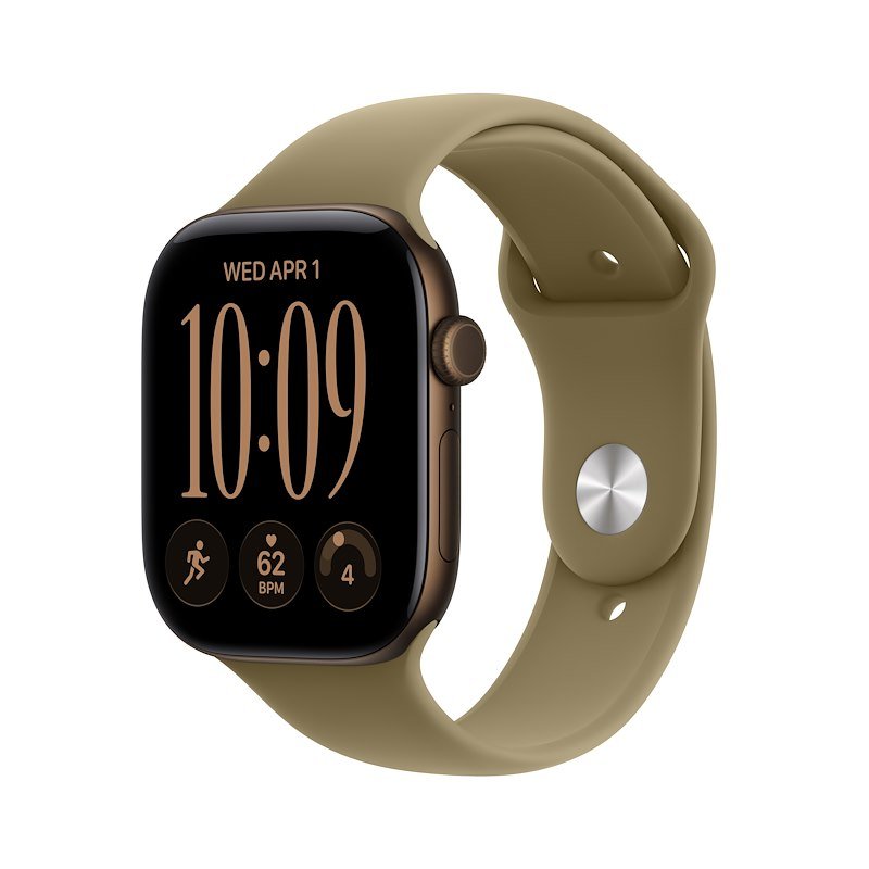 APPLE Watch Series 12 GPS, Cassa 46mm in Alluminio bronzo scuro con Cinturino Sport oliva - S/M
